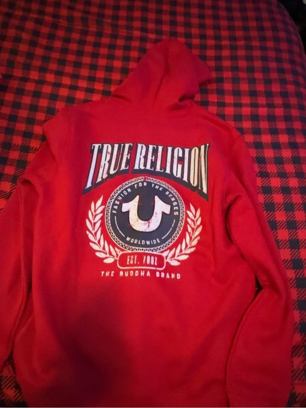 True Religion Mens Red Zip-Up Hoodie